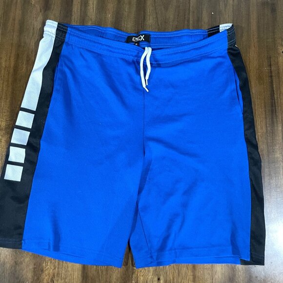 Mens ENCX Performance Athletic Shorts XL Blue W/ Black & White Side Stripes Draw - Picture 1 of 4